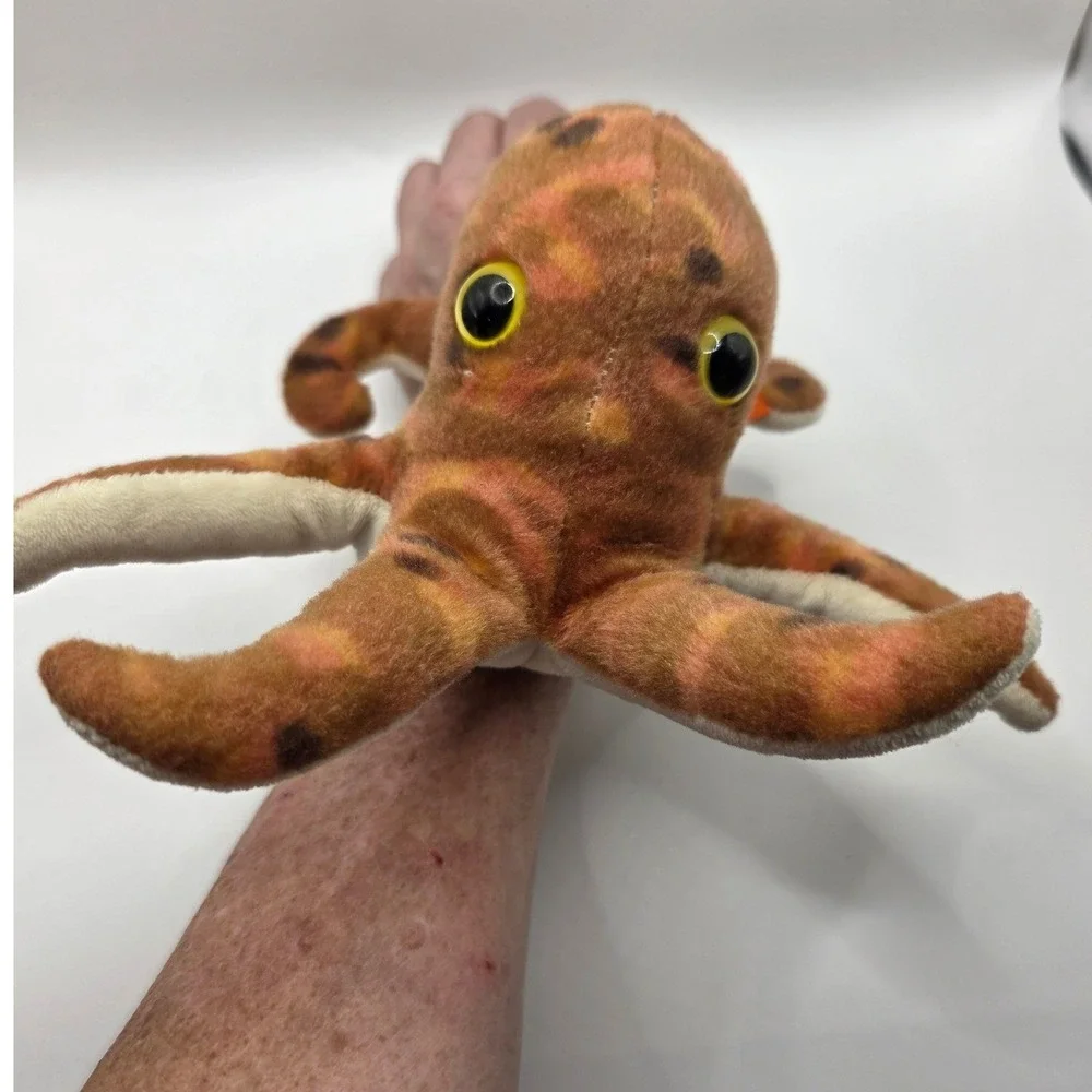 Wild Republic Octopus Wrist Plush Orange Brown Lot of 2 8x3in
